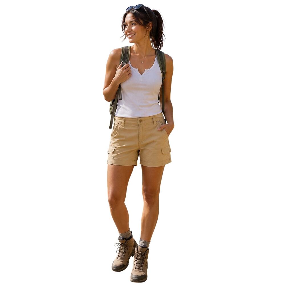 Eddie Bauer Women’s Cargo Hiking Shorts Khaki Tan Size 12